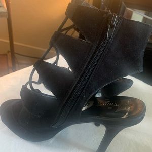 Black suede heels
